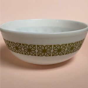 Pyrex White Bowl with Gold Accents